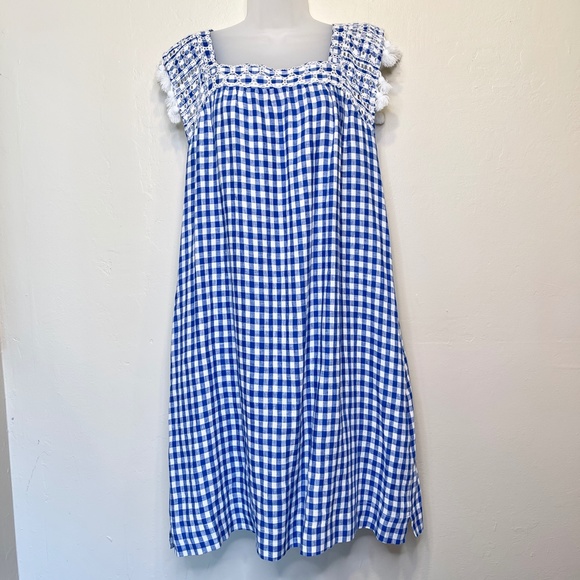 J. McLaughlin | Kris Gingham Linen Lightweight Boho Midi Shift Dress - Picture 2 of 14